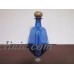Decorative cobalt blue glass bottle cork stopper raised Lapiz design 7" tall   273365843011